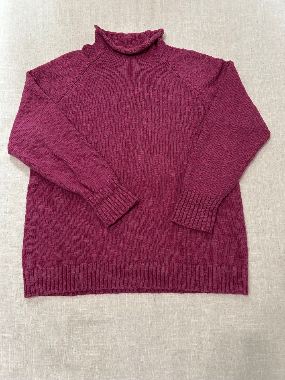 L.L. Bean Cotton Ragg Roll Neck Pullover Sweater Women's XL Pink Casual Coastal